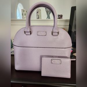 Kate Spade Lilac Dome Leather Sachtel Purse and Wallet